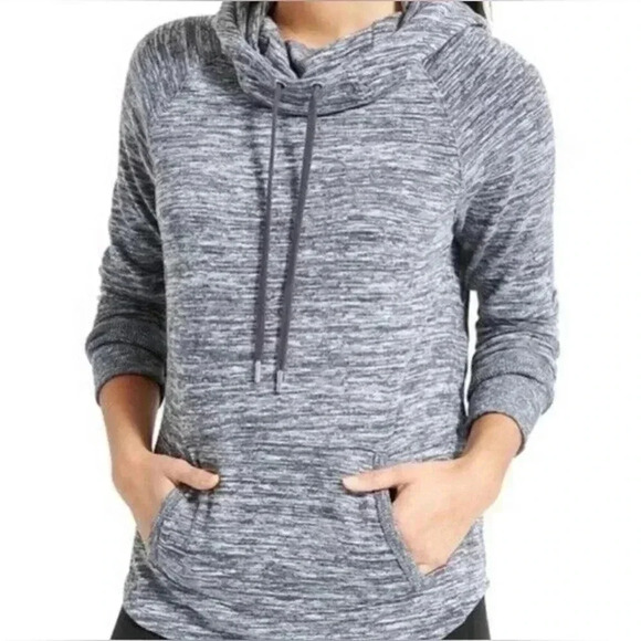 Athleta Techie Pullover Cowl Neck Sweatshirt Hoodie Navy Blue Size‎ S - Picture 6 of 7